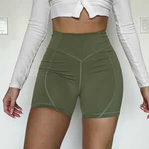 High-Rise Olive Green Women's Bike Shorts